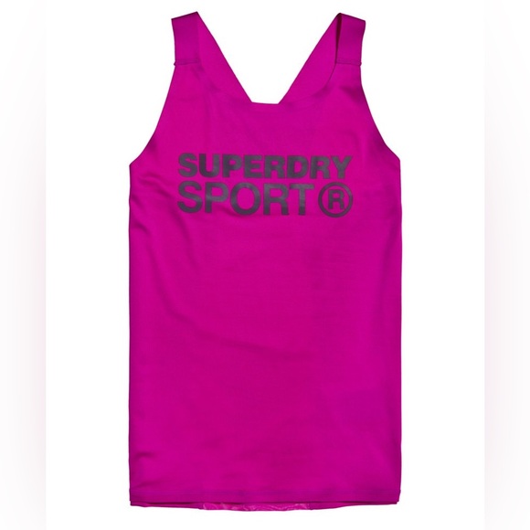 Superdry Sport Active Fitted Tank Top Neon Pink Women’s Size 8 - Picture 1 of 11